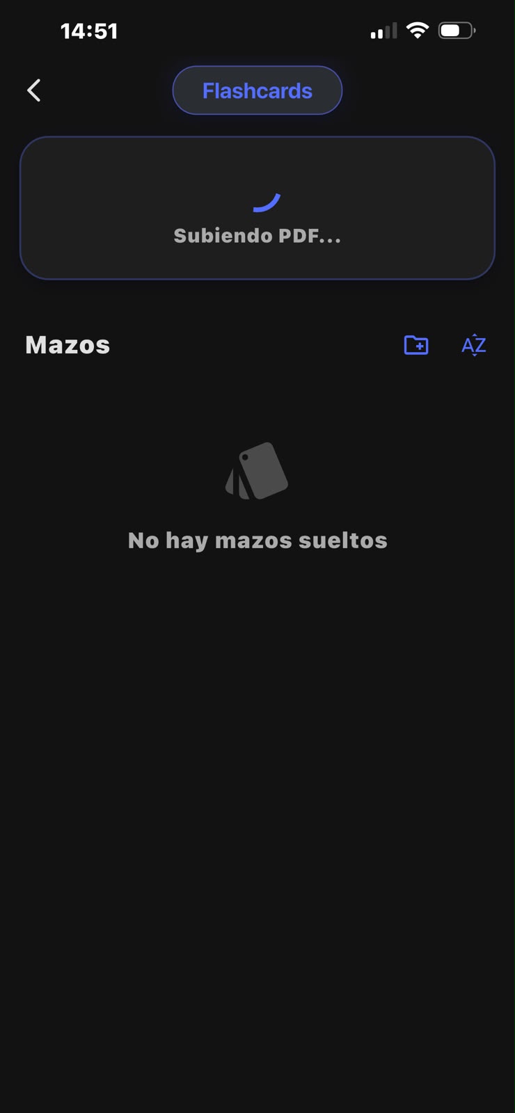 Subiendo lectura para flashcards